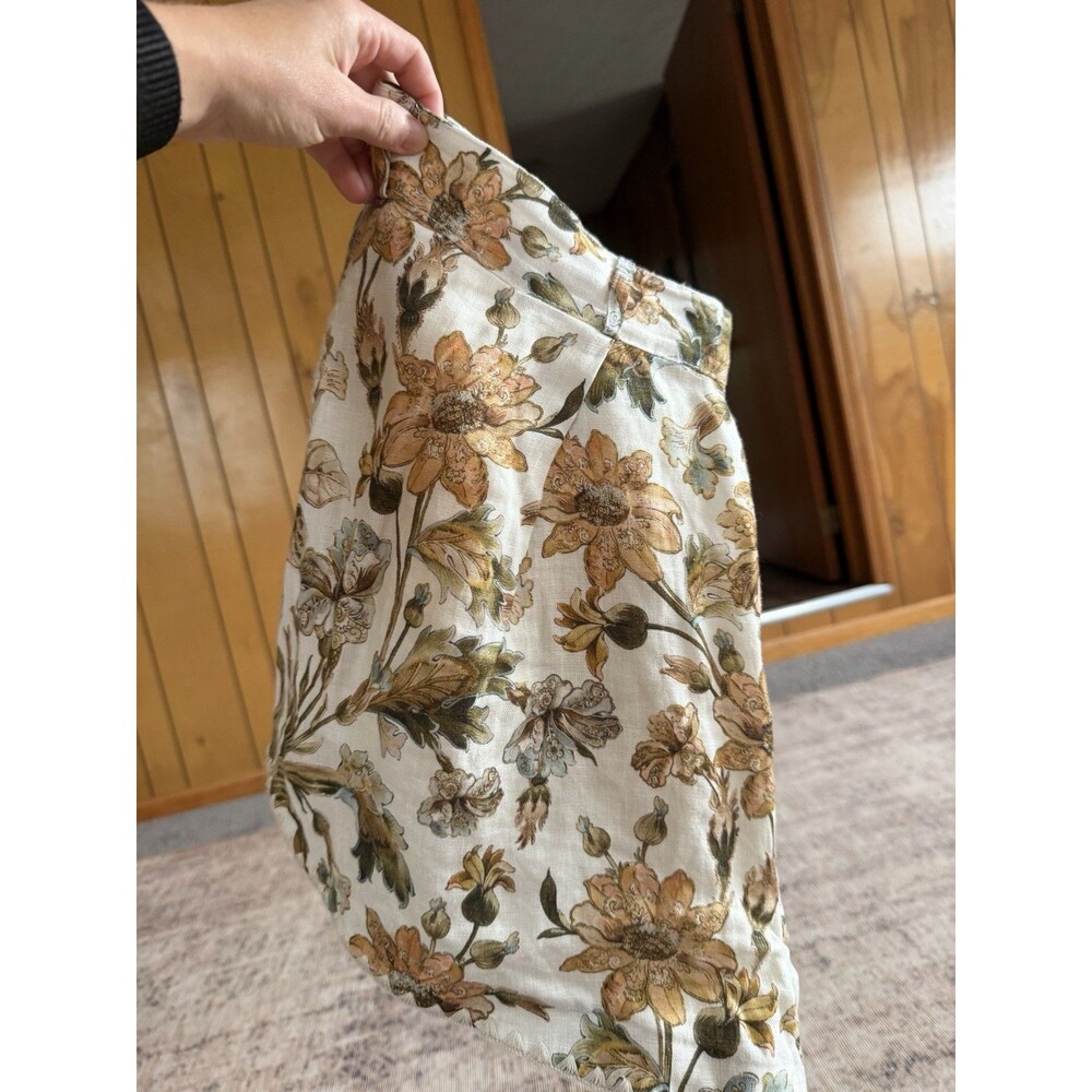 Zimmerman CHINTZ TUCK SHORT Linen Crème Floral Shorts Beige Brown (No Belt) US 8 - Picture 8 of 16